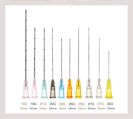 18G 21G 22G 23G 25g 27G 30G 50mm 70mm Bunt Tip Micro Cannula Jarum untuk Asam Hyaluronik Injeksi