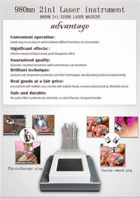 Portable 2 In1 980nm Diode Laser Facial Beauty Machine Untuk Penghapusan Vena Vaskular Wajah