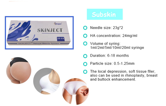 Pengisi Pembesar Payudara Asam Hyaluronic Murni Non-Bedah 24 mg/ml