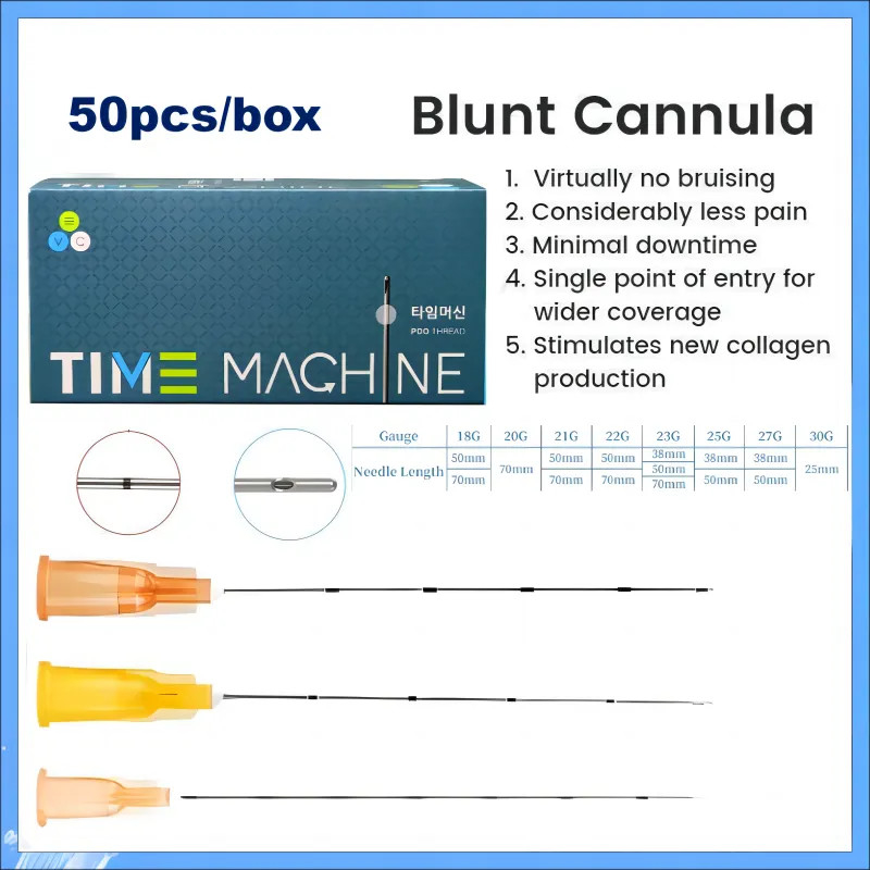 18G 21G 22G 23G 25g 27G 30G 50mm 70mm Bunt Tip Micro Cannula Jarum untuk Asam Hyaluronik Injeksi